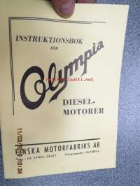 Huoltokirja Olympia dieselmoottorit  / D-75 &amp; 2D-75 / Instruktionsbok för Olympia dieselmotorer. Maamoottori huoltokirja, alkuperäinen.