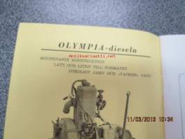 Huoltokirja Olympia dieselmoottorit  / D-75 &amp; 2D-75 / Instruktionsbok för Olympia dieselmotorer. Maamoottori huoltokirja, alkuperäinen.