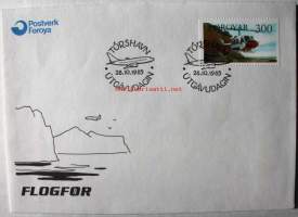 Färsaaret, FDC 28.10.1985 lentoliikenne, helikopteri.