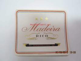 Alko Madeira Rich -viinaetiketti 1930-luvulta