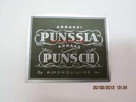 Arrakki Punssia - Arraks Punsch -viinaetiketti 1930-luvulta