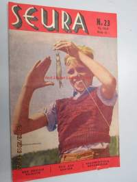 Seura 15. 6. 1949 nr 23 sis. mm. seur. artikkelit / kuvat / mainokset; nyrkkeilijä Elis Ask, Pablo Picasson loma Rivieralla, Sirkka Hirvonen, Kas-Kas-kenkävaha