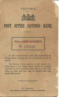 Post Office Saving Bank, Melbourne 1888-89, pankkikirja
