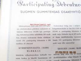 Suomen Gummitehdas Oy Participating Debenture 10 000 mk 1939 -depentuuri