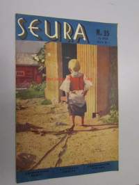 Seura 7. 9. 1949 nr 35 sis. mm. seur. artikkelit / kuvat / mainokset; kehonrakennusohjeet, dinosaurukset, Aarne Ellilä, Kupittaan savi -mainos