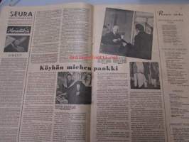 Seura 17. 4. 1946 nr 16-17 sis. mm. seur. artikkelit / kuvat / mainokset; Sinikka Koskela, kampausohjeita, Hollywoodin Mocambo-yökerho, Kale -matkalaukut -mainos,