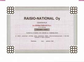 Raisio-National Oy  - blanco  osakekirja,  Raisio 1982