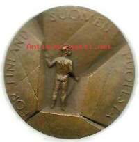 Mauno Koivisto 60 vuotta 1983  (Terho Sakki) ,   taidemitali  33 mm, mukana aitoustodistus