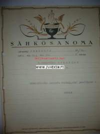 Ylitirehtööri Stenfors Vaasa 26.10.1936 -sähkösanoma