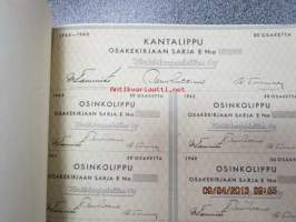 Turkiskauppiaitten Oy, Helsinki 1954, 50 osaketta 250 000 mk -osakekirja