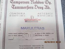 Tampereen Rohdos Oy, Tampere 1951, 50 osaketta á 400 mk -osakekirja