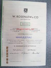 W. Rosenlew &amp; Co Ab, Pori 1950, 10 osaketta á 30 000 mk -osakekirja