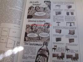 Kotiliesi 1953 nr 22, Kylmäkoski Oy:n mainos, kohti kevyempää kotitaloutta, puikoilla pukinkontiin mm.nuken takki, potkuhosut ja myssy, pannumyssy