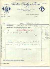 Gustav Paulig ja K:ni,  lasku -31  - firmalomake