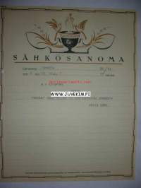 A. V. Stenfors Inha 26.10.1936 -sähkösanoma