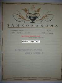 Arkkitehti Stenfors Vaasa 26.10.1936 -sähkösanoma