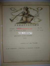 Arkkitehti Alfred Stenfors Helsinki 26.10.1936 -sähkösanoma