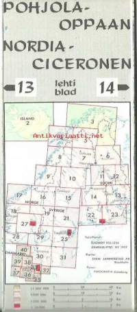 Pohjolaoppaan karttalehti 13-14 Nordiaciceronen  1969 - kartta