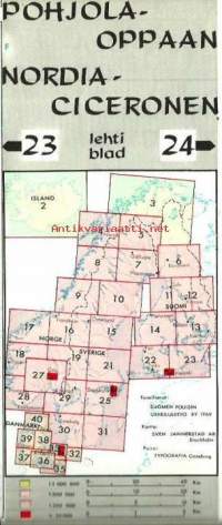 Pohjolaoppaan karttalehti 23-24 Nordiaciceronen  1969 - kartta