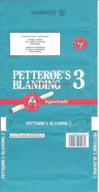 Petteroes Blanding 3  -  savuketupakkakääre tupakkaetiketti tupakka