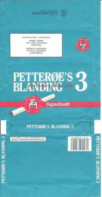 Petteroes Blanding 3  -  savuketupakkakääre tupakkaetiketti tupakka