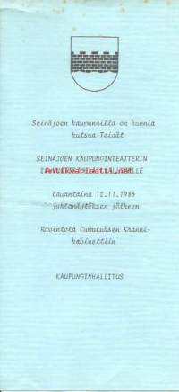 Kutsu Seinäjoen Kaupunginteatterin 10 v juhlaillalliselle 12.11.1983