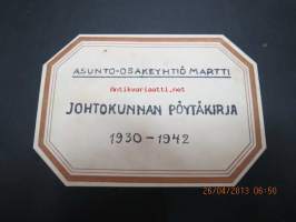 Asunto-osakeyhtiö Martti - johtokunnan pöytäkirja 1930-1942 -puhtaaksikirjoitetut hallituksen kokouspöytäkirjat