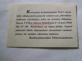 kutsumme  yhteiskunnalliseen näyttelyyn  6.8.1948