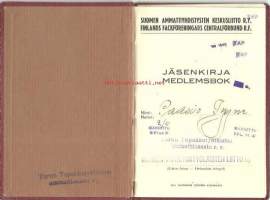 SAK Turun Tupakkatyöläisten ammattiosasto, Suomen Vaatetustyöläisten liitto  Jäsenkirja   1947  täynnä leimoja