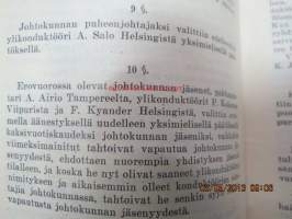 Pöytäkirjat V.R. Konduktööriyhdistyksen ry ja hautausapurenkaan vuosikokouksesta Viipurissa maaliskuun 19p:nä 1932 sekä jatketusta vuosikokouksesta