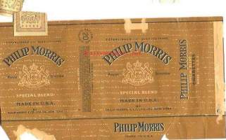 Philip Morris  Special Blendtupakkaetiketti  avattu tuotepakkaus tupakka kääre