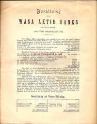 Wasa Aktie Bank , Berättelse öfver verksamhet under 20:de redogörelseåret 1898