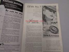 Eeva 1943 nr 7 (Verna Piponius, muoti tulee Aunuksesta, Irja Seeve, Miami Sun Tan-mainos ym)