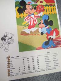 Micki maus 1969 kalender -Walt Disney kalenteri, jossa irroitettavia (leikattavia) hahmoja ja käytetty kuukausikuva lähetettävissä postikorttina