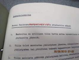 Suomen Panimomestariyhdistyksen asiakirjoja, luonnoksia, kirjeenvaihtoa, muisteluksia ym. -mappi 1960-luvulta (toiminnassa mukana olleen kirjastostosta löytynyt)