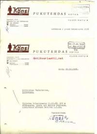 Könsi Oy Kotka  1958 - firmalomake 2 kpl