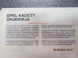 Opel Kadett -käyttöohjekirja