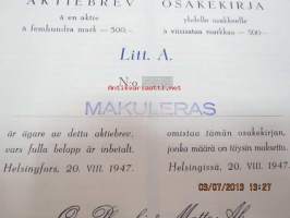 Oy Plyyshi &amp; Matto Ab, Helsinki 1947, 5 000 mk -osakekirja