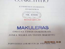Werner Söderström Oy, 10 osaketta 10 000 mk, Porvoo 1947 -osakekirja