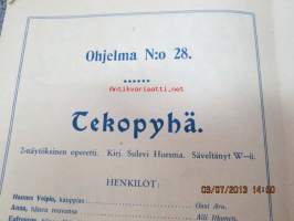 Helikon, Kluuvikatu 2, Helsinki elokuva- / operettiteatteri - Ohjelma nr 28 Tekopyhä (operetti) -käsiohjelma