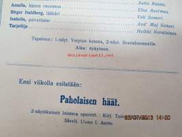 Helikon, Kluuvikatu 2, Helsinki elokuva- / operettiteatteri - Ohjelma nr 28 Tekopyhä (operetti) -käsiohjelma