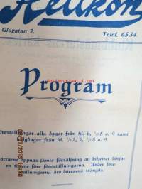 Helikon, Kluuvikatu 2, Helsinki elokuva- / operettiteatteri - Ohjelma nr 26 mm. Madamoiselle Sombeoil kinematorgrafinen kuva, sensuuri 484, Gaumonto-elokuva,