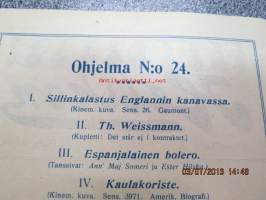 Helikon, Kluuvikatu 2, Helsinki elokuva- / operettiteatteri - Ohjelma nr 24 mm. Sillinkalastus Englannin kanavassa -kinematografinen kuva, sens. nr 26, Gaumont ,