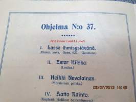 Helikon, Kluuvikatu 2, Helsinki elokuva- / operettiteatteri - Ohjelma nr 37 mm. Lasse ihmisystävänä -kinematografinen kuva, sensuuri nr 627 Gaumont-filmi,