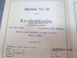 Helikon, Kluuvikatu 2, Helsinki elokuva- / operettiteatteri - Ohjelma nr 34 Kevätrakkautta -operetti -käsiohjelma