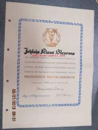 Yksityisyrittäjäin Liitto / Johtaja Klaus Stenroos / Pronssinen yrittäjämerkki 1952 -myöntökirja