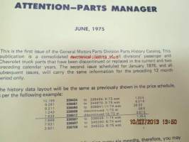 GM USA numeromuutokset &quot;Parts History Catalog&quot; 1.1.1982-30.6.1989
