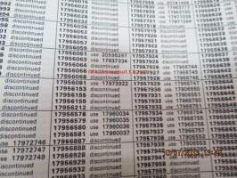 GM USA numeromuutokset &quot;Parts History Catalog&quot; 1.1.1973-1.6.1975