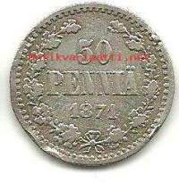 50  penniä  1871  hopeaa