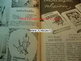 Kotiliesi 1949 nr 21 Marraskuu. Takakannessa värikäs Jalostajan hillo - ja mehumainos. Vuoden 1949 joululahjavinkkejä. Mary Olki opettaa neulomaan kirjosukkia.